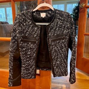 Parker Tweed Jacket Leather Trim S